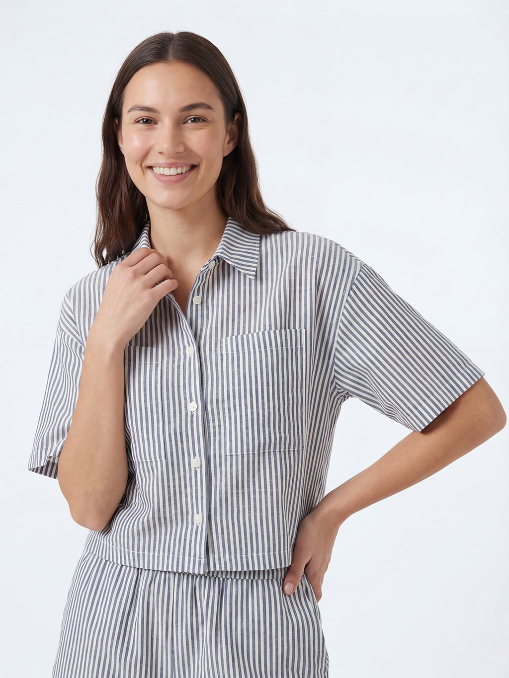 Linen Stripe Boxy Shirt