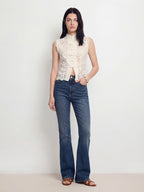 Mandarin Collar Lace Sleeveless Top