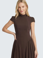 Mock neckline pleating  maxi dress