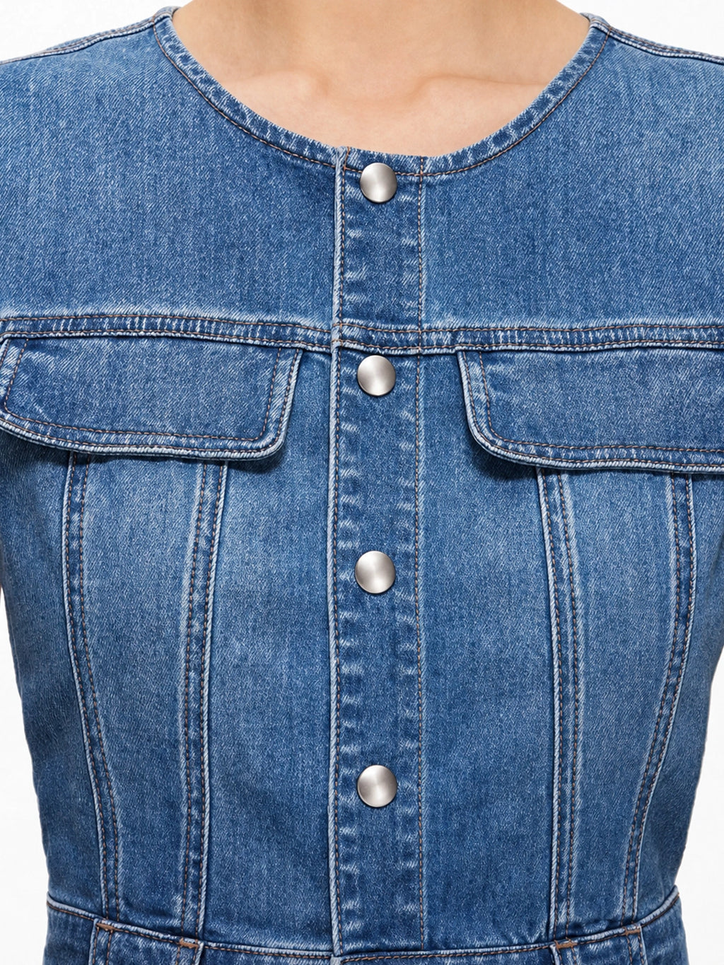 Mermaid Hem Button-Up Denim Midi Dress
