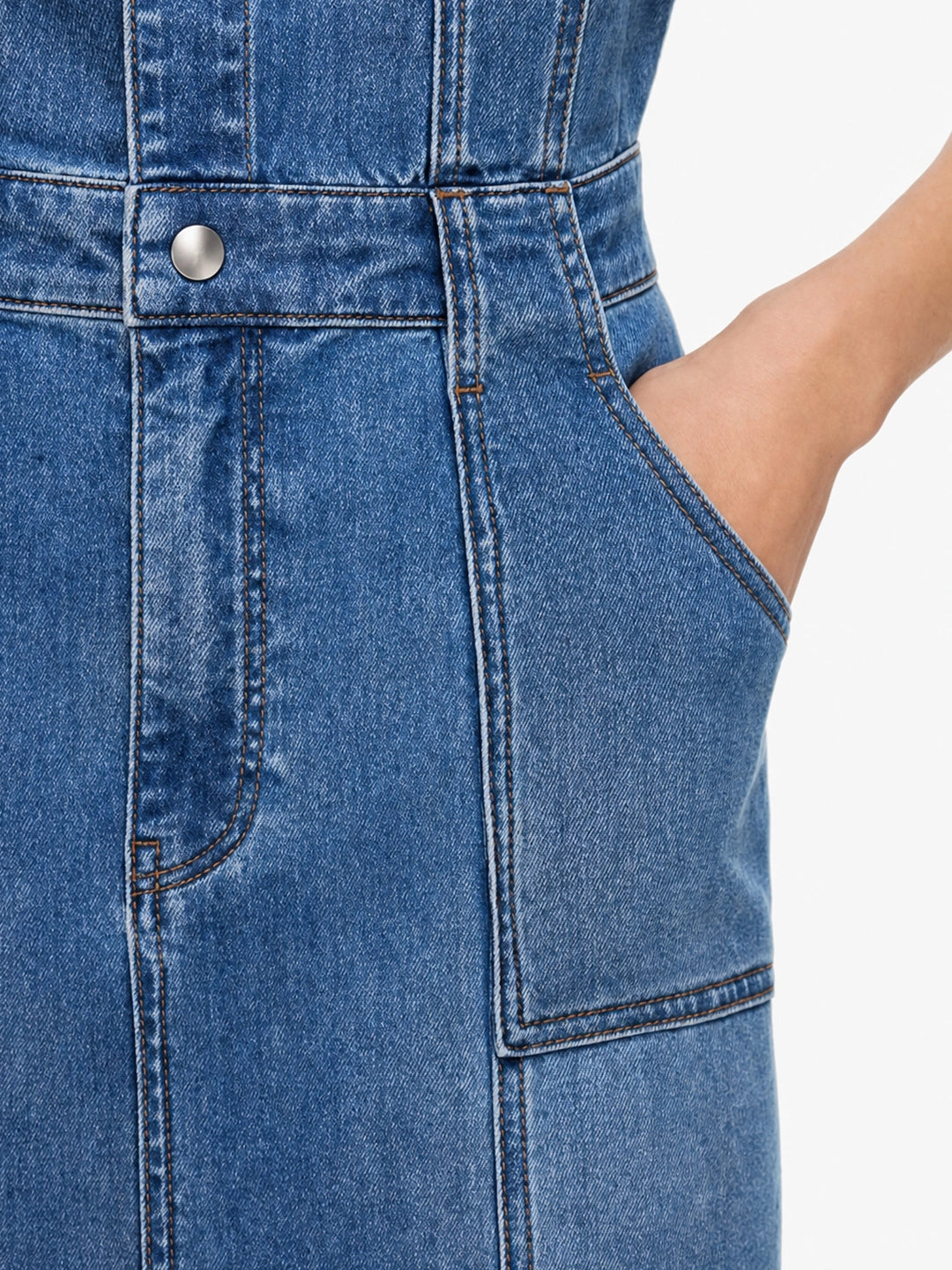 Mermaid Hem Button-Up Denim Midi Dress