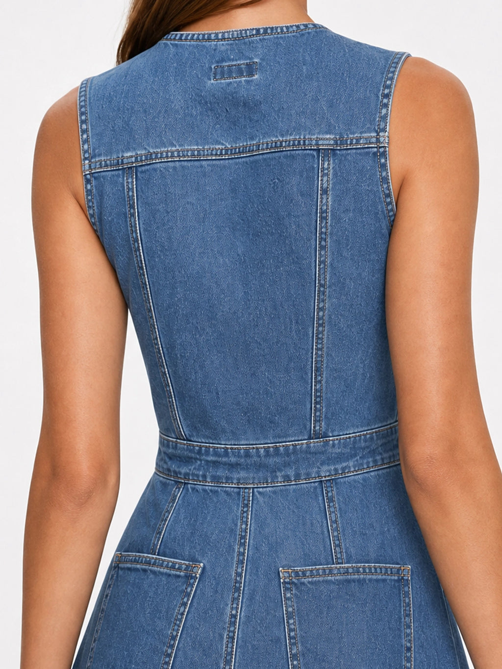 Mermaid Hem Button-Up Denim Midi Dress