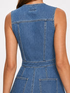 Mermaid Hem Button-Up Denim Midi Dress