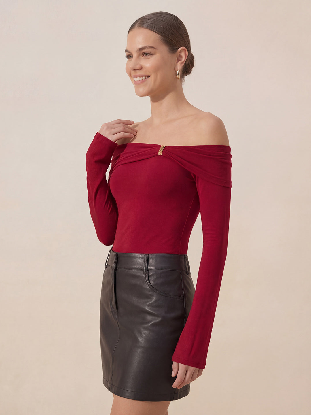 Valentine's Day Exclusive -Metallic Off-Shoulder Bardot Sweater