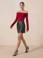 Valentine's Day Exclusive -Metallic Off-Shoulder Bardot Sweater