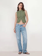 Military Frog Fastener Cropped Vest