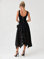 Mixed Media Lace Panel Maxi Dress