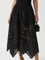 Mixed Media Lace Panel Maxi Dress