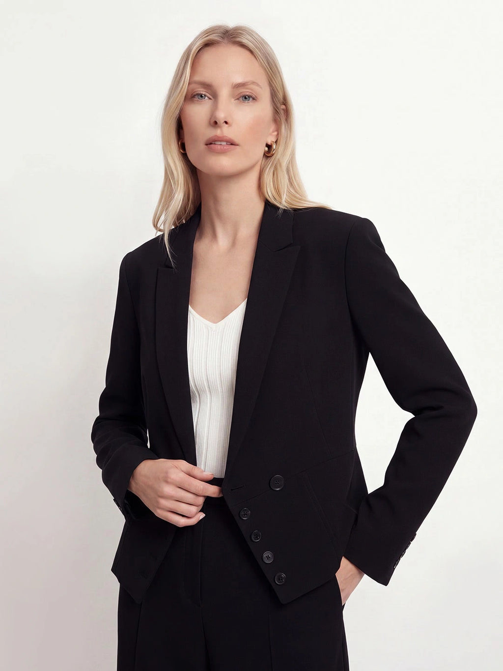 Asymmetrical Multi Button Tailored Blazer