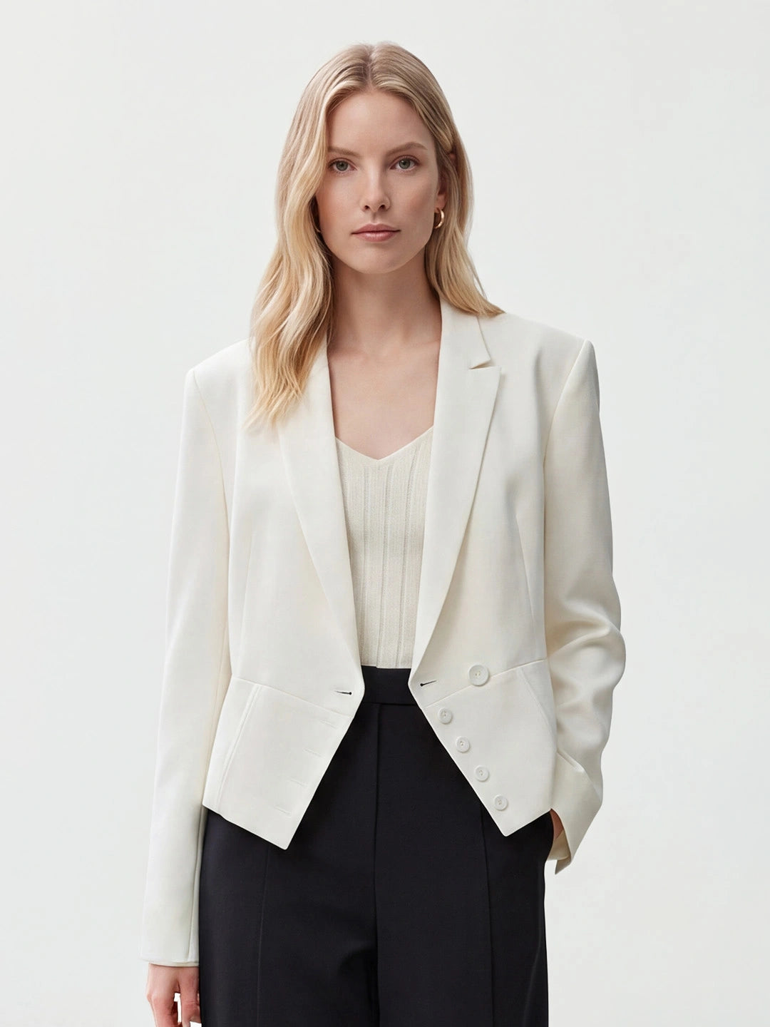 Asymmetrical Multi Button Tailored Blazer