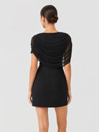 Off-Shoulder Ruched Mesh Mini Bodycon Dress