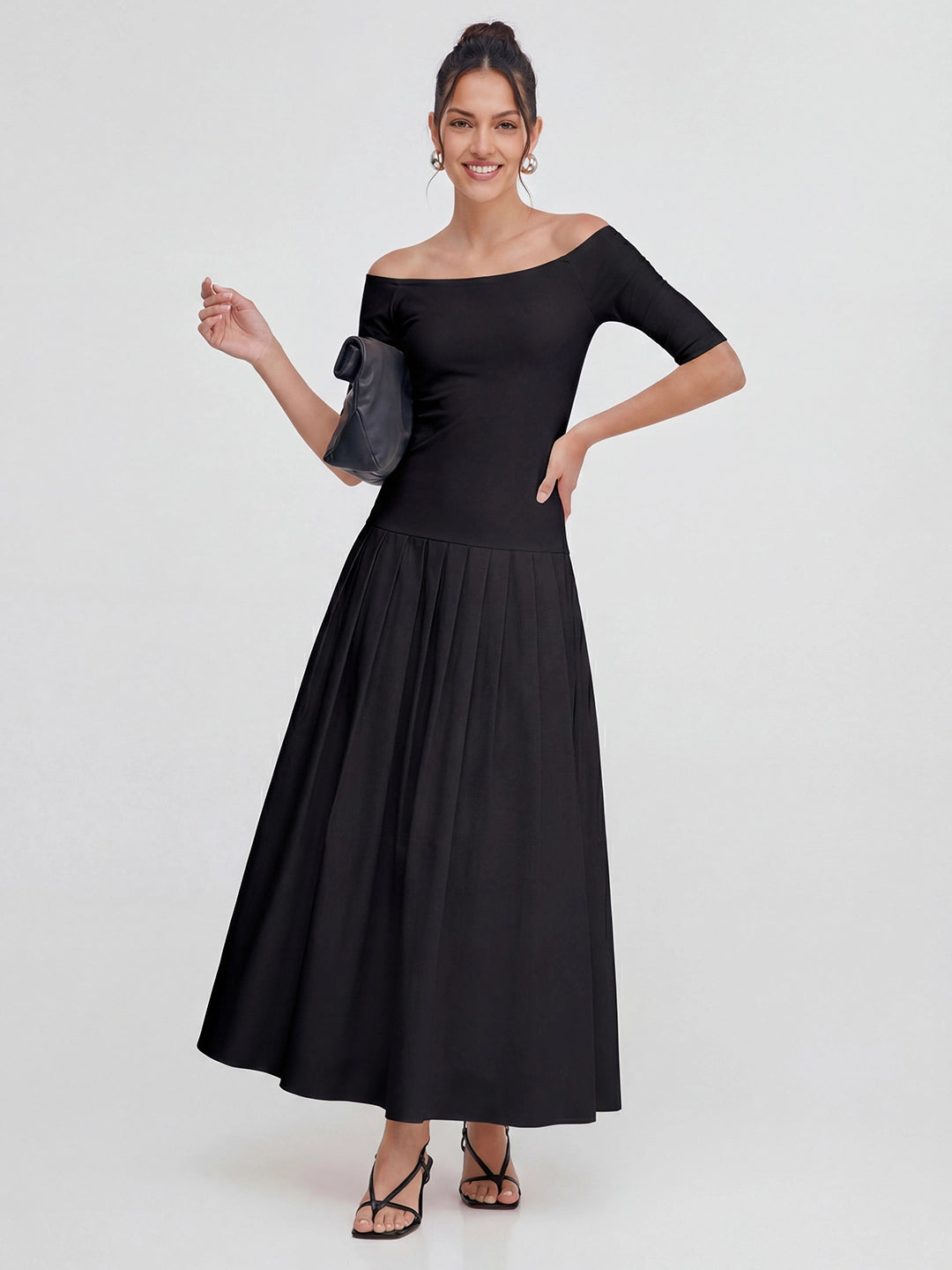 Off-The-Shoulder Cotton Poplin Mixed Dress Main image