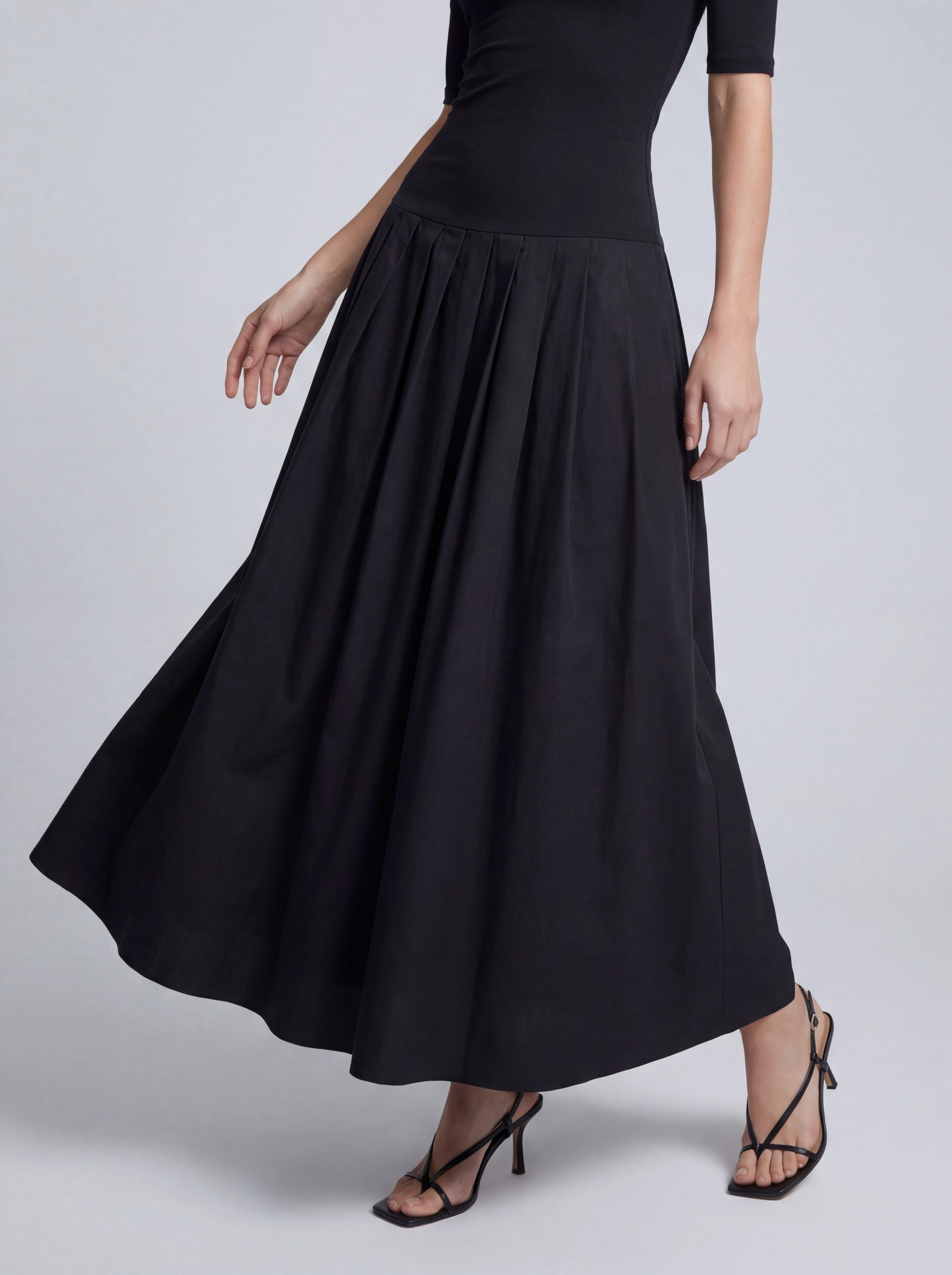 Off-The-Shoulder Cotton Poplin Mixed Dress