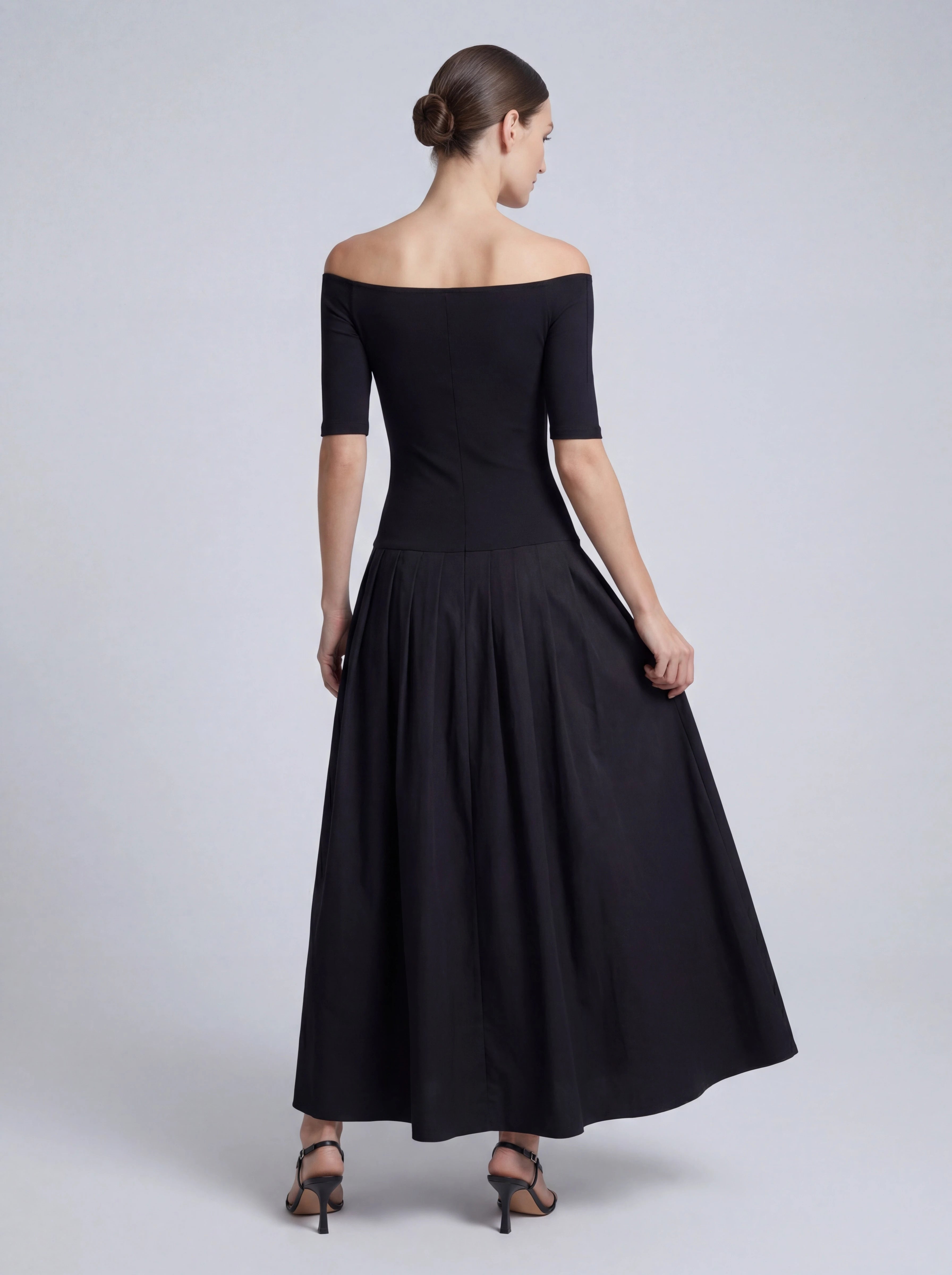 Off-The-Shoulder Cotton Poplin Mixed Dress