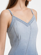 Ombre V-Neck Cami Denim Midi Dress