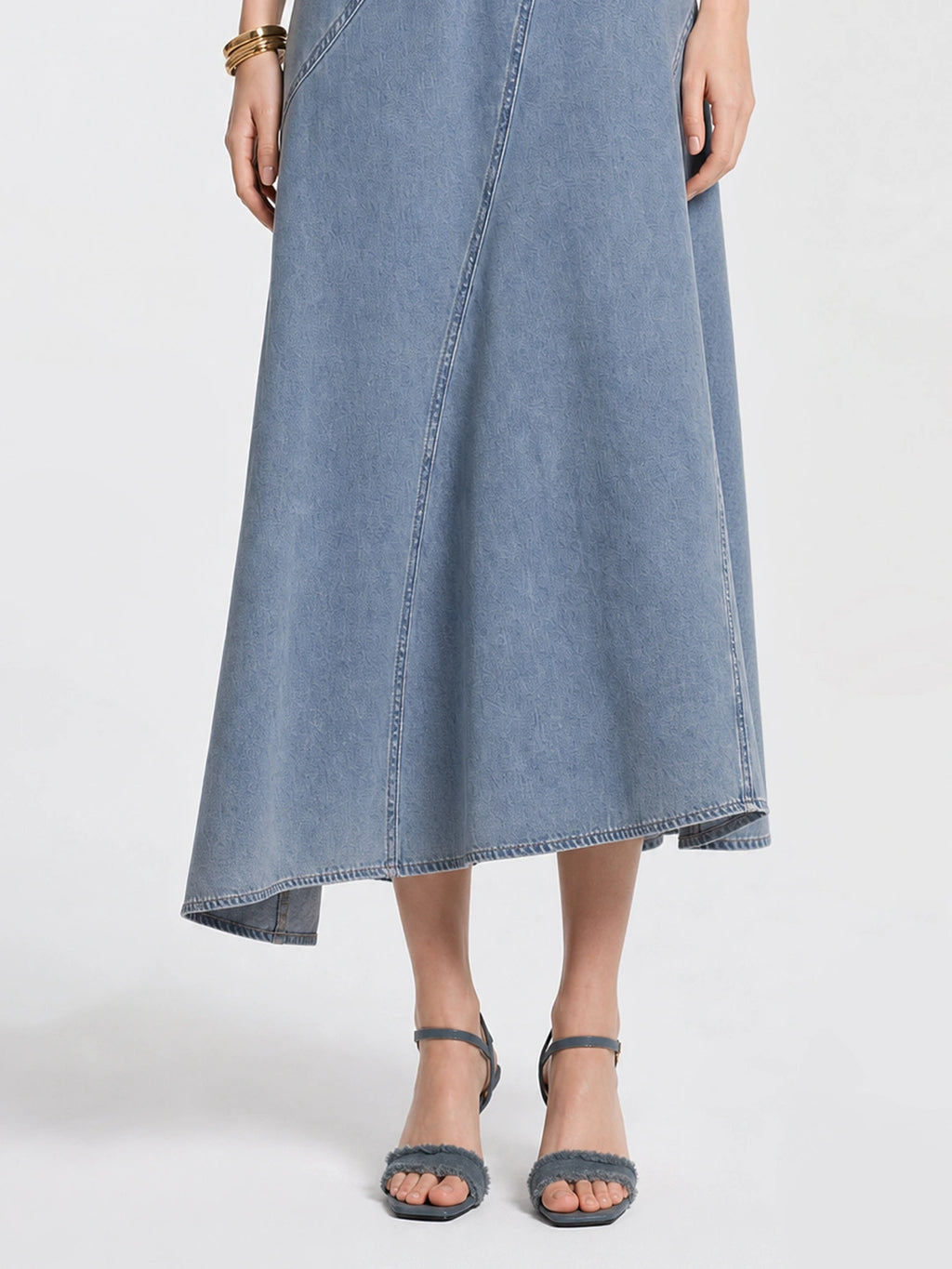 Ombre V-Neck Cami Denim Midi Dress