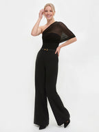 Ruched One Shoulder Transparent Slim Fit Top