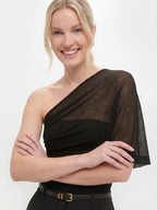 Ruched One Shoulder Transparent Slim Fit Top