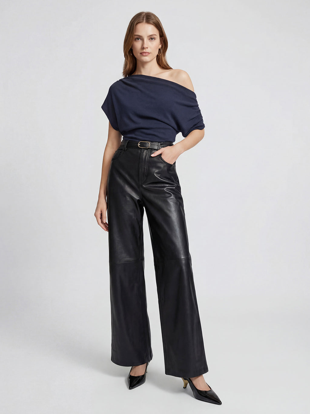 One-shoulder Knit Top