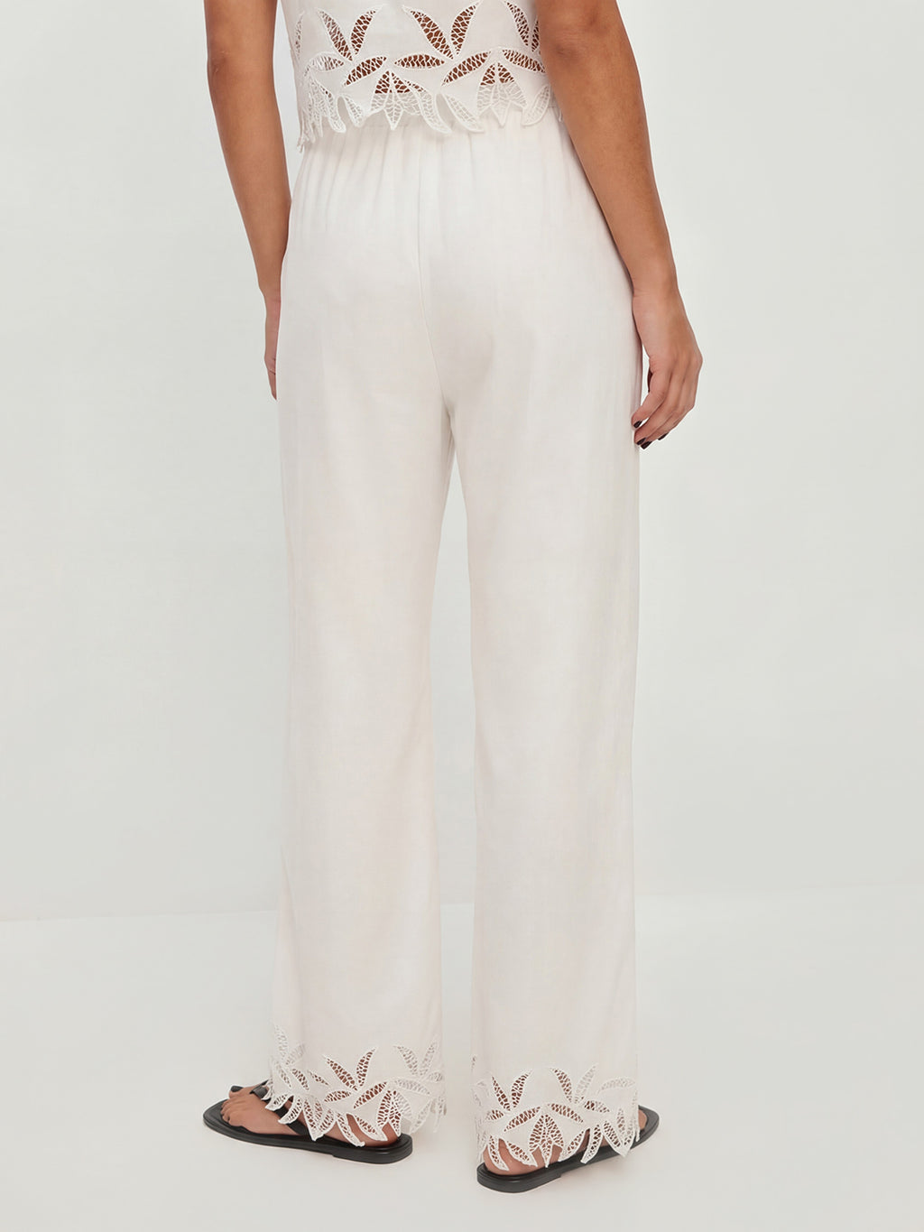 Openwork embroidered trousers