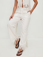 Openwork embroidered trousers