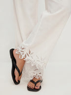 Openwork embroidered trousers