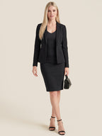 Pencil Skirt Blended-Fabric Suit Set