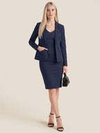 Pencil Skirt Blended-Fabric Suit Set