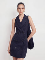 Pinstripe Double Breasted Vest Dress