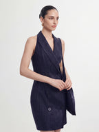 Pinstripe Double Breasted Vest Dress