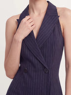 Pinstripe Double Breasted Vest Dress