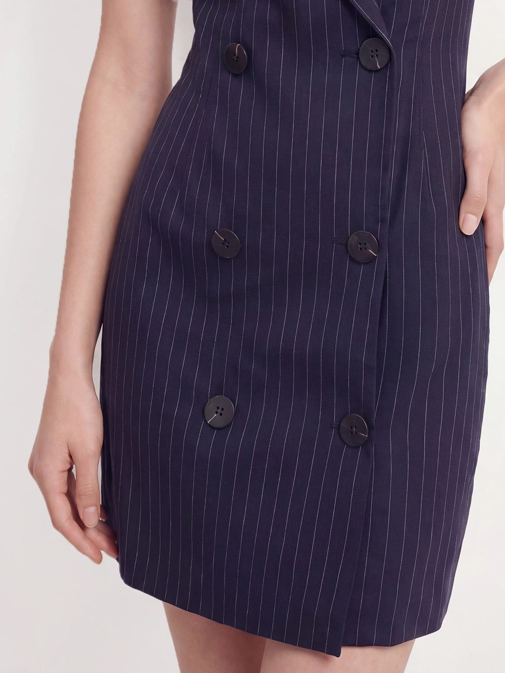 Pinstripe Double Breasted Vest Dress