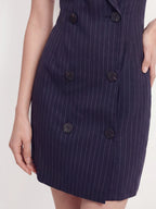 Pinstripe Double Breasted Vest Dress