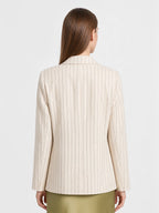 Pinstripe Linen Tailored Blazer Jacket