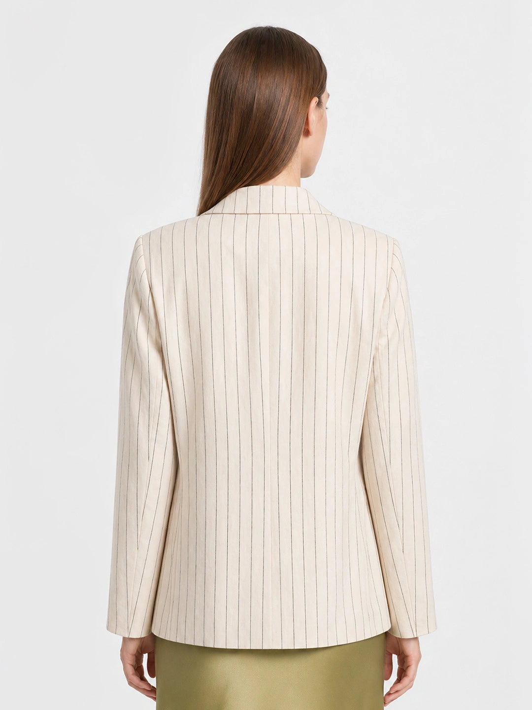 Pinstripe Linen Tailored Blazer Jacket