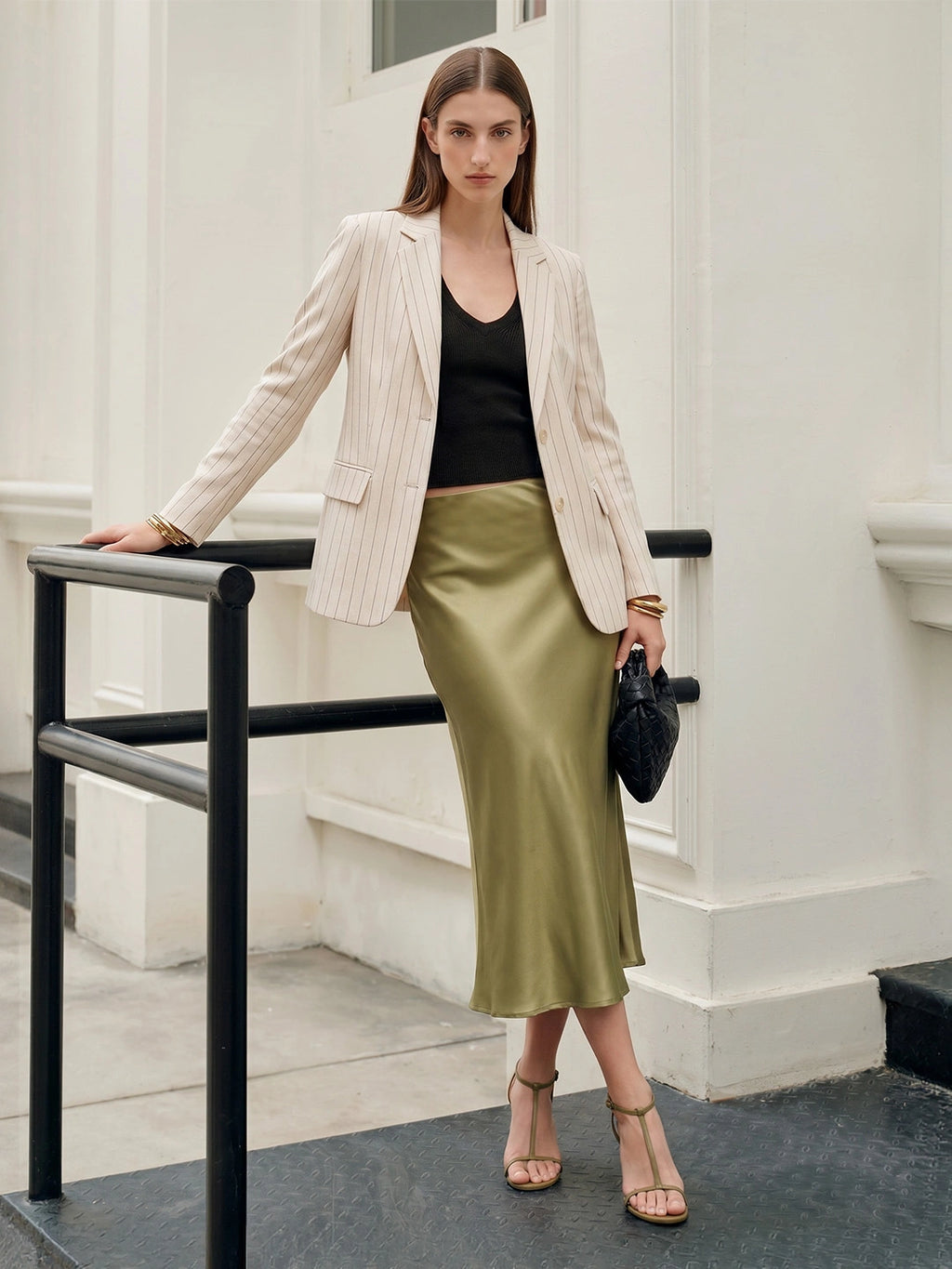 Pinstripe Linen Tailored Blazer Jacket