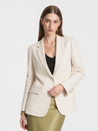 Pinstripe Linen Tailored Blazer Jacket