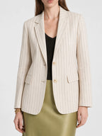 Pinstripe Linen Tailored Blazer Jacket