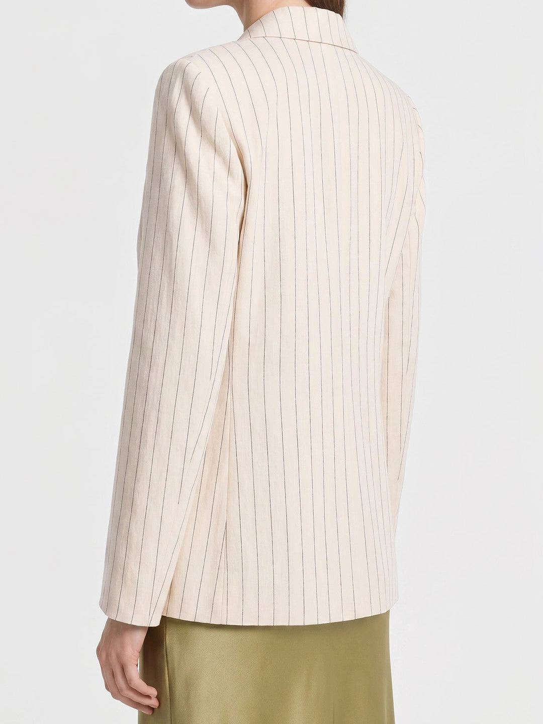Pinstripe Linen Tailored Blazer Jacket
