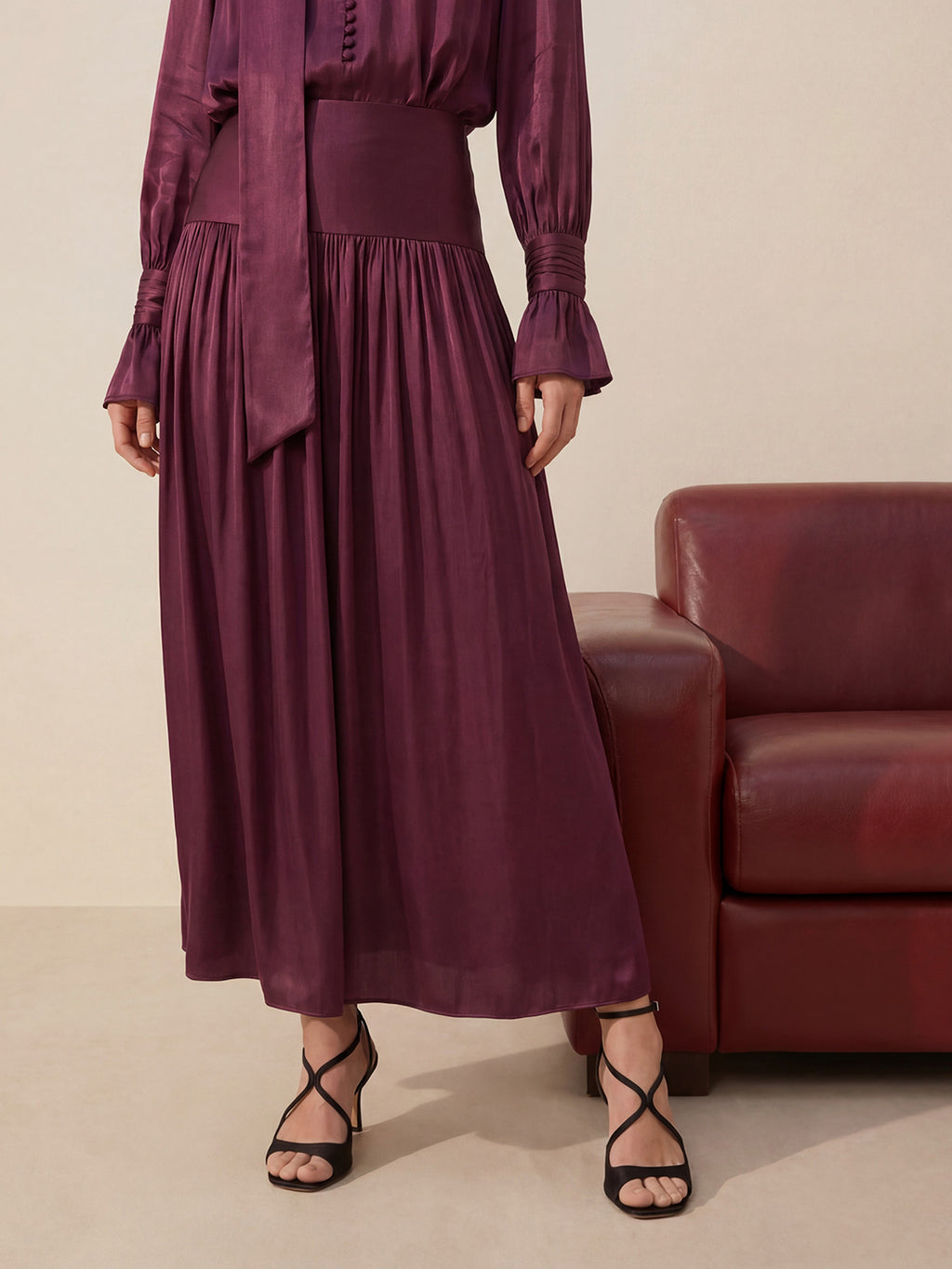 Valentine's Day Exclusive -Luxurious Draped High-Waist Maxi Skirt