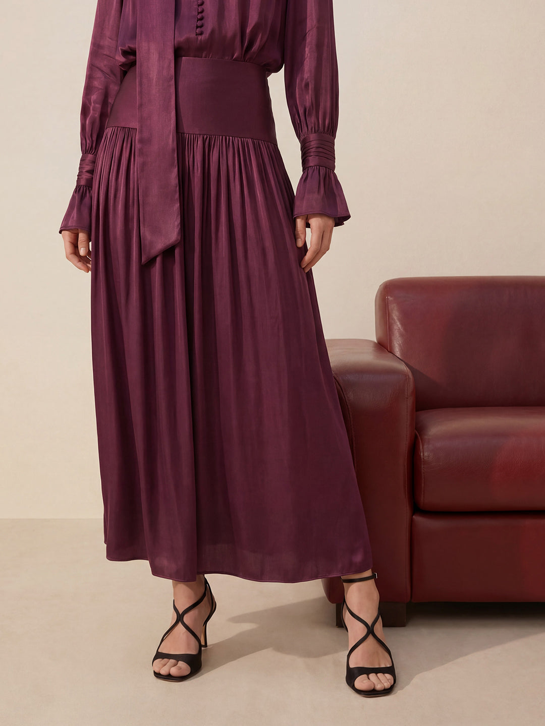 Valentine's Day Exclusive -Luxurious Draped High-Waist Maxi Skirt