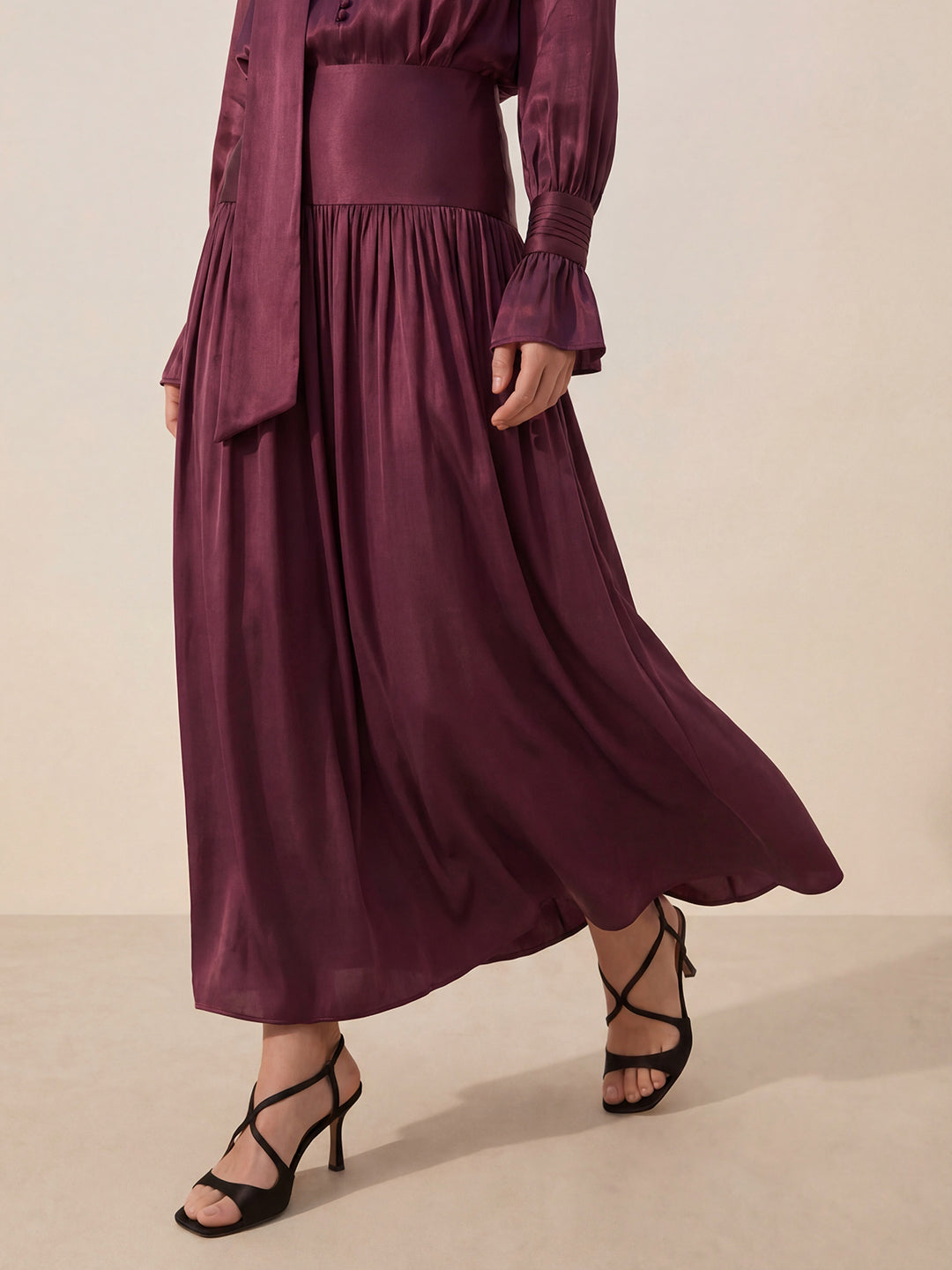 Valentine's Day Exclusive -Luxurious Draped High-Waist Maxi Skirt