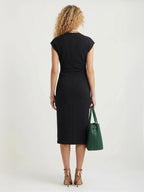 Pleated slit midi dress