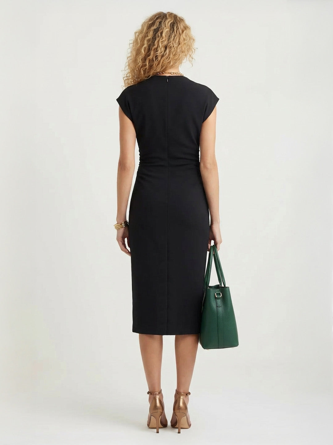 Pleated slit midi dress