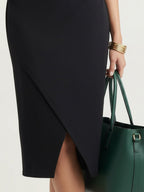 Pleated slit midi dress