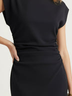 Pleated slit midi dress