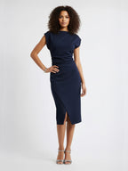 Pleated slit midi dress