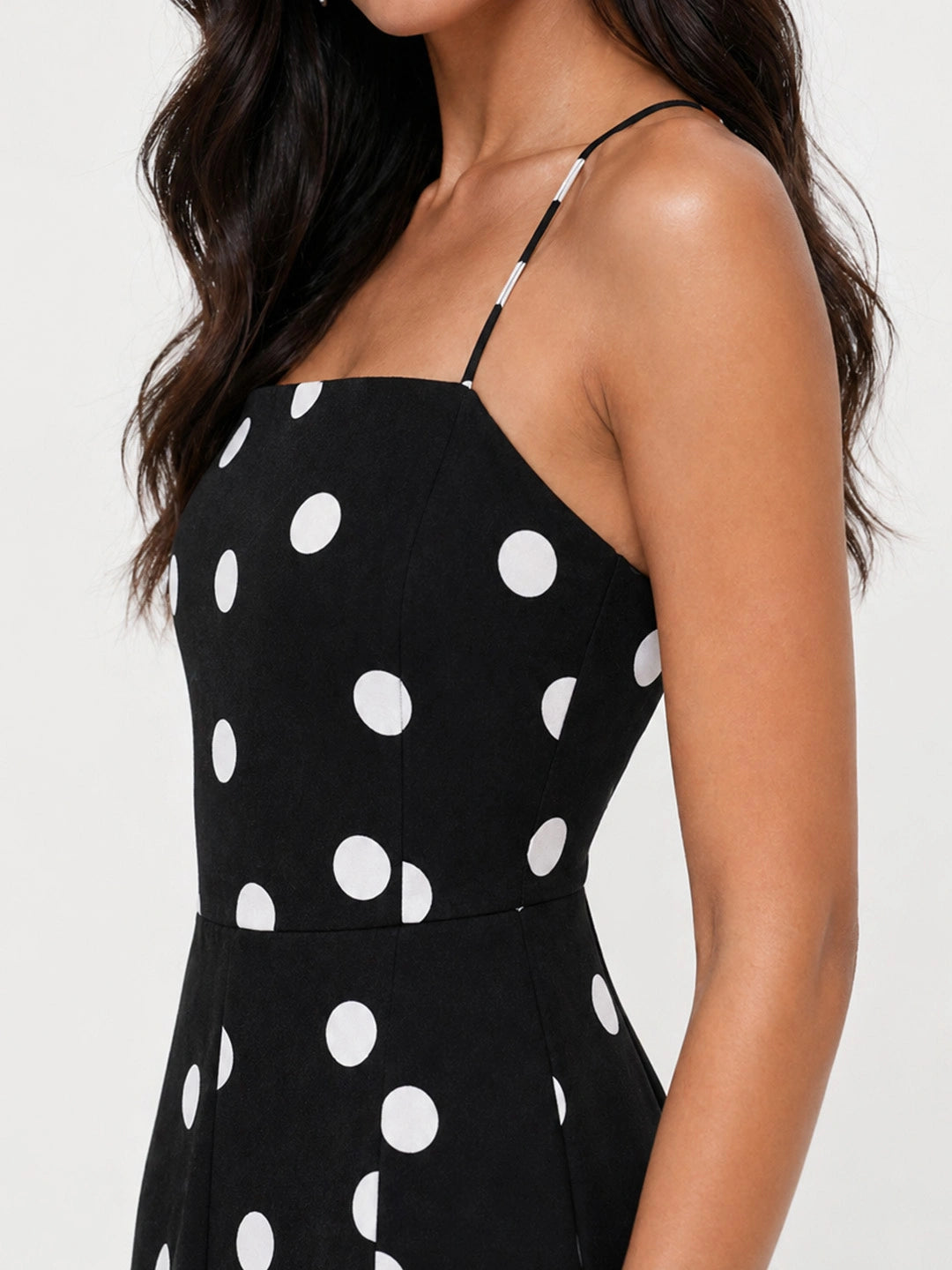 Polka Dot Backless Halter Maxi Dress