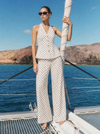Polka Dot Halter Two Piece Pant Set