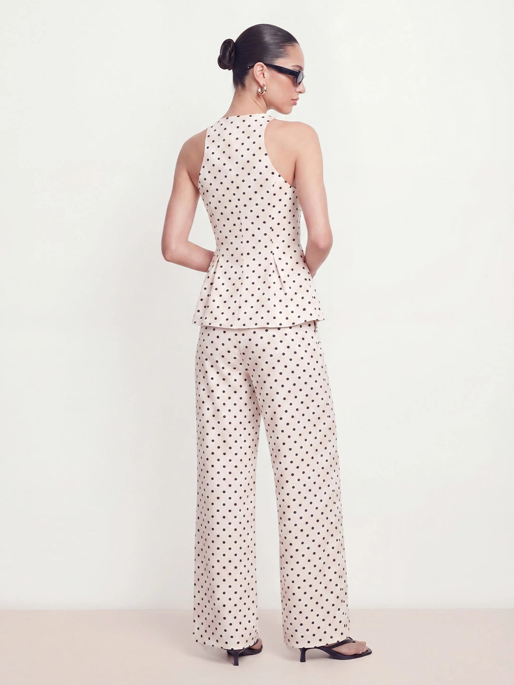 Polka Dot Halter Two Piece Pant Set